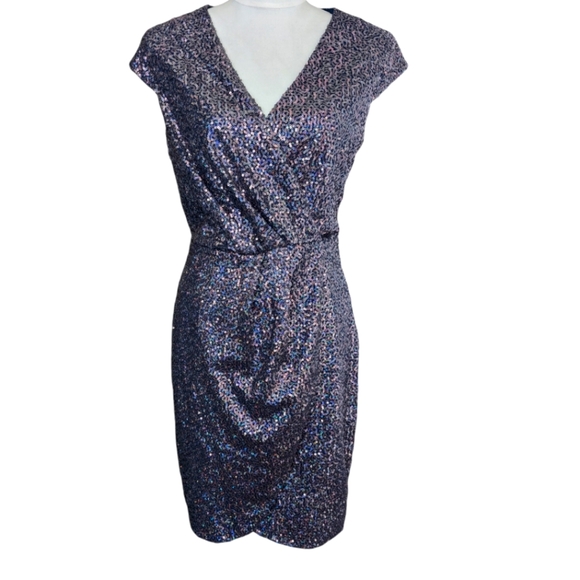 ASOS stunning midnight navy oasis sequin dress size S - Picture 3 of 12